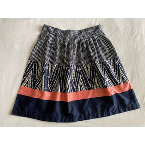 A-Line Pleated Skirt 6 Navy Peach by George